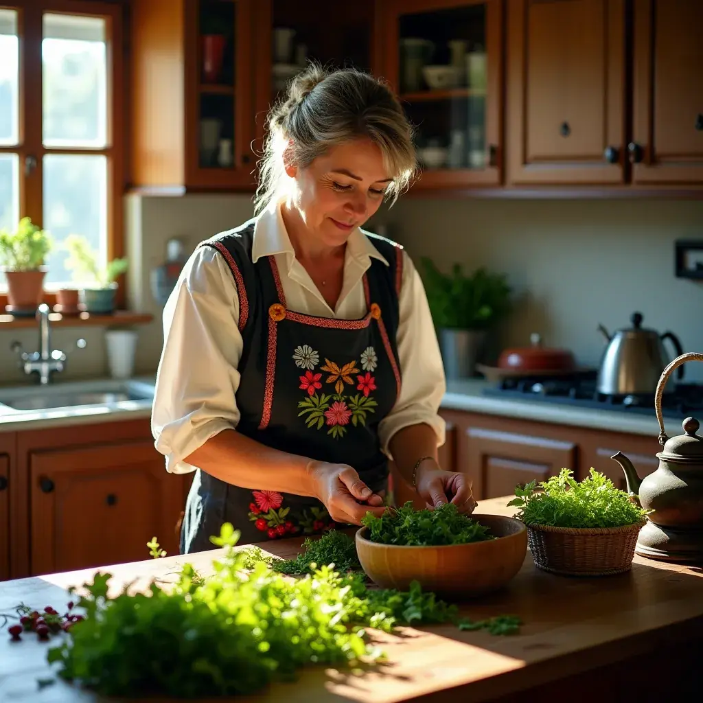 Sastojci čaja prikazani u staklenim posudama, uključujući suhe biljke i cvijeće