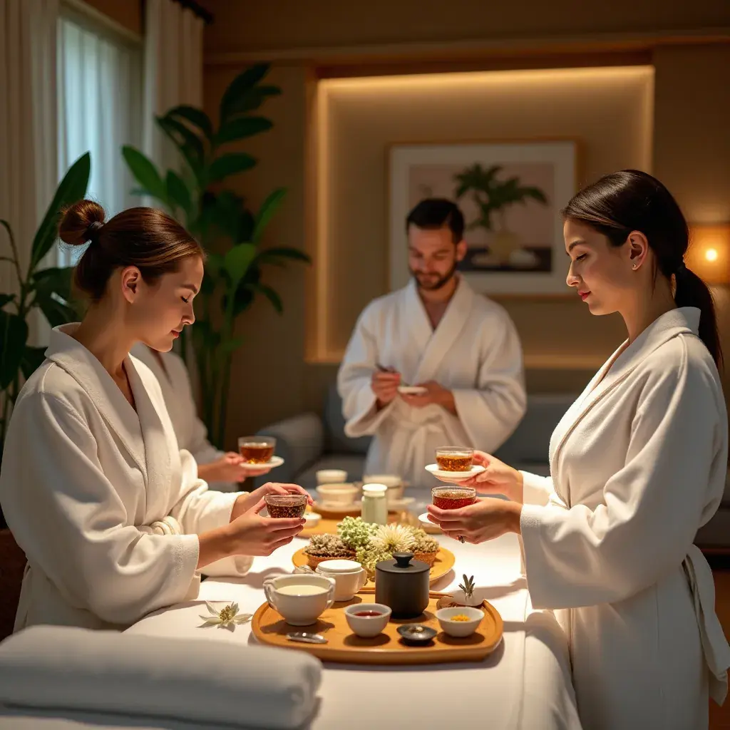 Biljni čaj s etiketom "Prirodna podrška srcu" na stolu